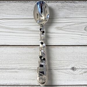 Handmade Stainless Steel Wire Wrapped and Beaded Spoon